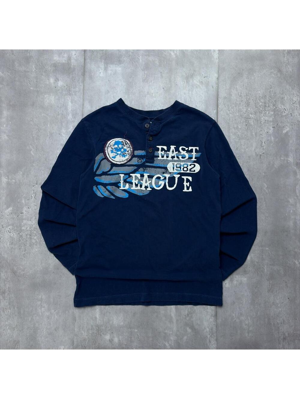 Y2K Navy Arizona Jeans Grunge Skater Long Sleeve Henley Shirt